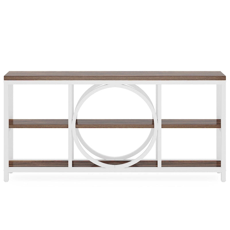 Tavolino console da 70,9 pollici con design creativo a gambe in metallo, tavoli stretti e lunghi a 3 livelli per ingresso