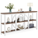 Tavolino console da 70,9 pollici con design creativo a gambe in metallo, tavoli stretti e lunghi a 3 livelli per ingresso