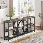 Tavolino console da 70,9 pollici con design creativo a gambe in metallo, tavoli stretti e lunghi a 3 livelli per ingresso