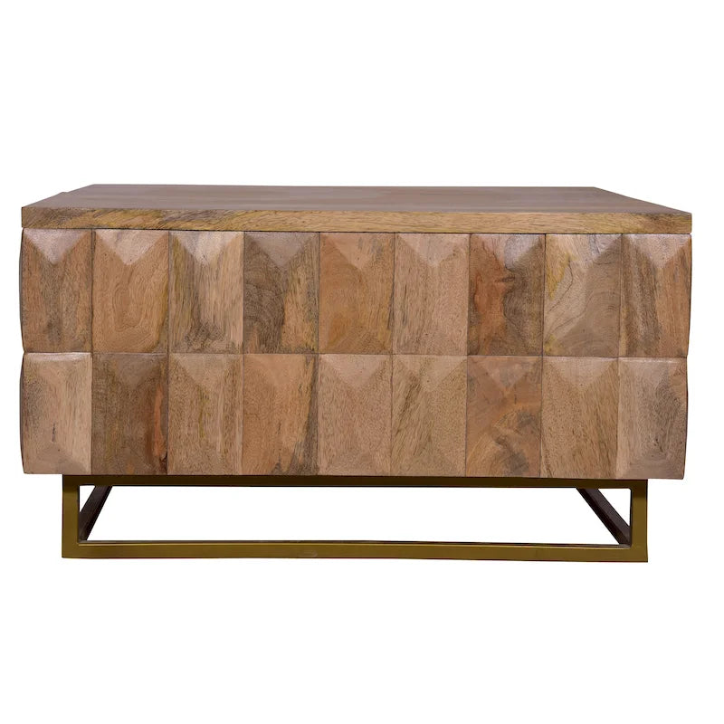 Tavolino da Caffè Baule Contenitore con Piano Sollevabile, Quadrato, Legno di Mango, Marrone Naturale, 33 Pollici