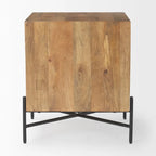 Tavolino d'appoggio Cairo in legno massello marrone chiaro con struttura in ferro nero e 2 cassetti - 22L x 22W x 26H