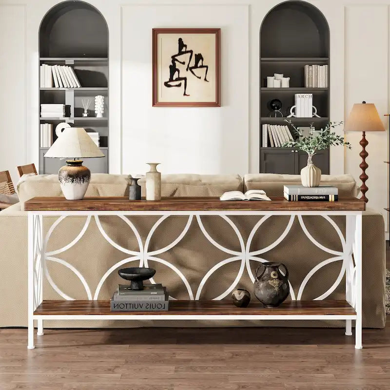 Tavolo da divano lungo 180 cm, tavolo consolle industriale - 180 L x 30 P x 81 A cm