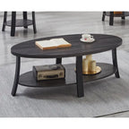 Tavolino da Caffè Rotondo Anze Contemporaneo con Scaffale in Legno di Roundhill Furniture