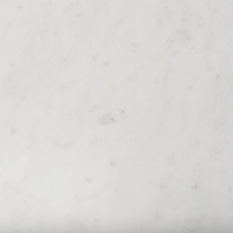 Tavolino rotondo Enzo in marmo bianco e legno massello scanalato marrone chiaro