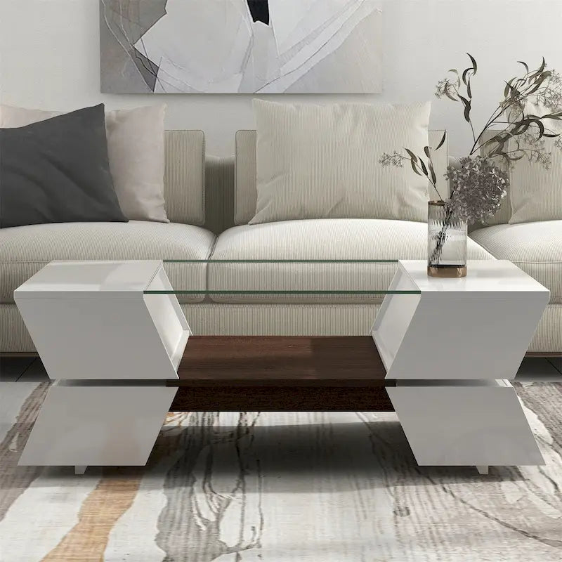 Tavolino da cocktail Merax stile geometrico con grande capacità di archiviazione