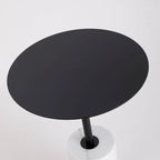Tavolino Rotondo con Base in Marmo, Tavolino d'Appoggio Circolare da Salotto o Comodino