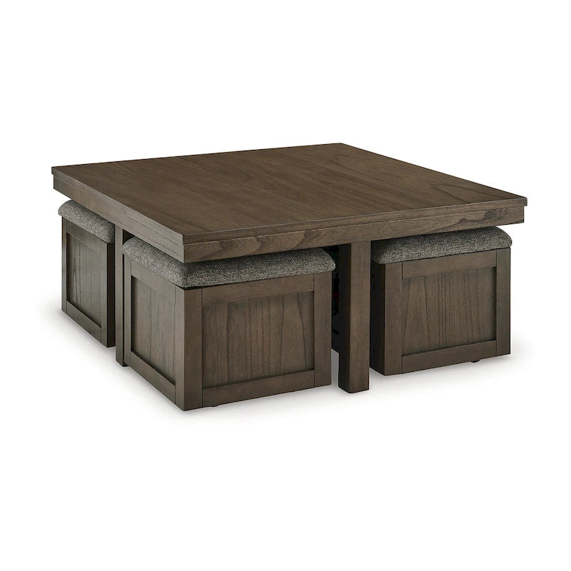 Signature Design by Ashley Tavolino da caffè Boardernest marrone con 4 sgabelli - 40W x 40D x 18H
