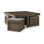 Signature Design by Ashley Tavolino da caffè Boardernest marrone con 4 sgabelli - 40W x 40D x 18H