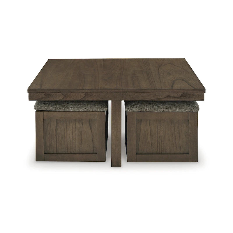 Signature Design by Ashley Tavolino da caffè Boardernest marrone con 4 sgabelli - 40W x 40D x 18H