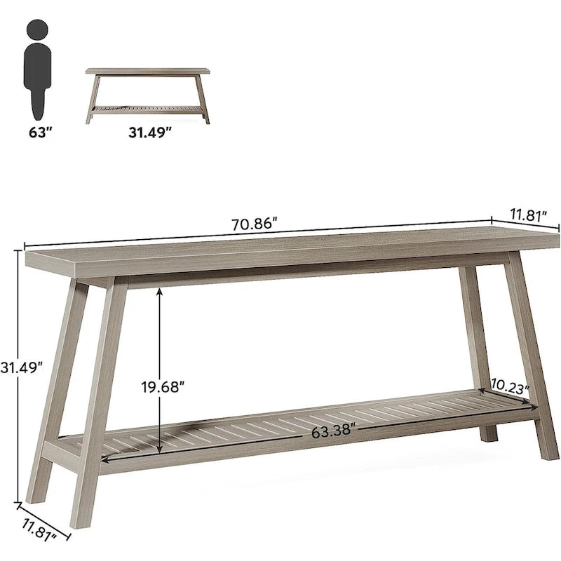 Consolle da ingresso in stile rustico, extra lunga 180 cm