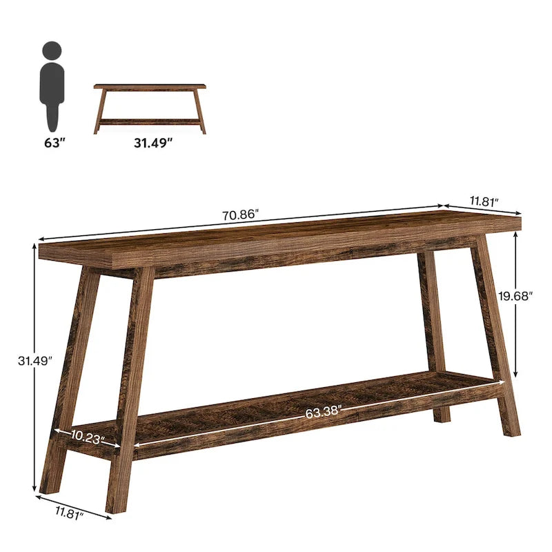 Consolle da ingresso in stile rustico, extra lunga 180 cm