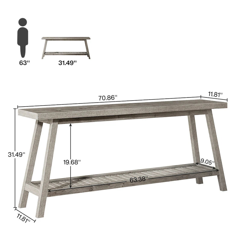 Consolle da ingresso in stile rustico, extra lunga 180 cm