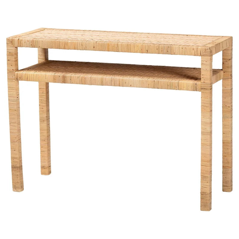 Consolle in rattan e legno di acacia Kalimantan Bohemian Light Honey