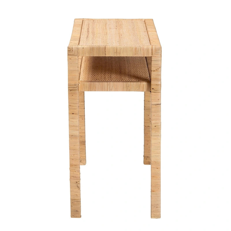Consolle in rattan e legno di acacia Kalimantan Bohemian Light Honey