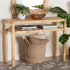 Consolle in rattan e legno di acacia Kalimantan Bohemian Light Honey
