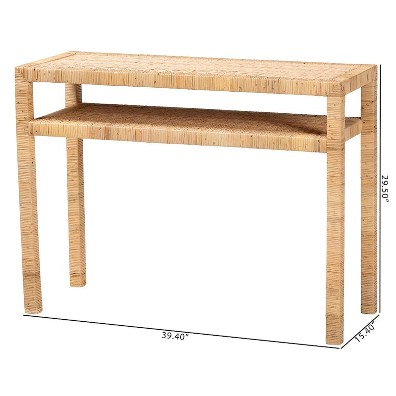 Consolle in rattan e legno di acacia Kalimantan Bohemian Light Honey