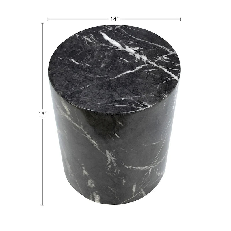 Sully Round Pedestal Side Table, Black and White