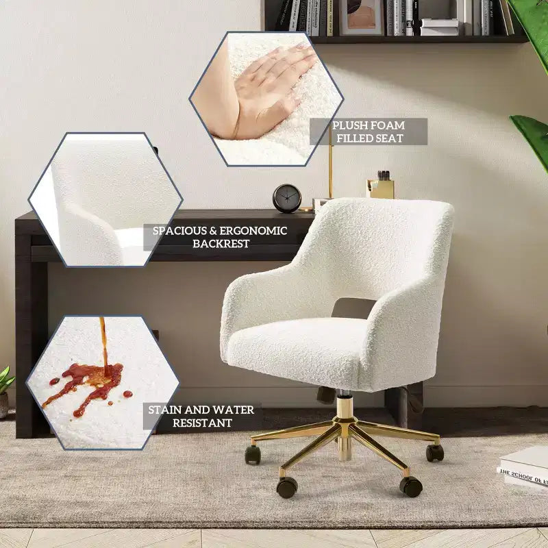 Sedia da ufficio girevole Genevieve Mid-Century Modern con ruote
