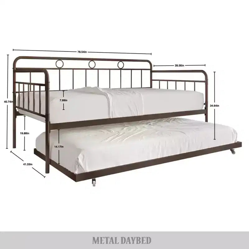 Divano letto singolo in metallo con letto estraibile