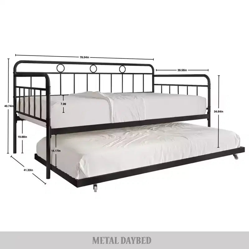 Divano letto singolo in metallo con letto estraibile
