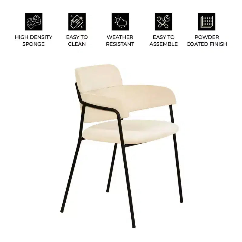 Sedia da pranzo imbottita Axis - Seduta moderna d'accento con gambe durevoli in acciaio inossidabile verniciato a polvere per cucina, sala da pranzo, ufficio e salotto.