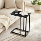 VECELO C-Shaped End Table Small Side Table Sofa Table with Metal Frame C-Shaped Couch Table Nightstand Set of 2