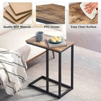 VECELO C-Shaped End Table Small Side Table Sofa Table with Metal Frame C-Shaped Couch Table Nightstand Set of 2