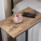 VECELO C-Shaped End Table Small Side Table Sofa Table with Metal Frame C-Shaped Couch Table Nightstand Set of 2