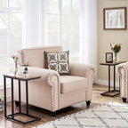 VECELO C-Shaped End Table Small Side Table Sofa Table with Metal Frame C-Shaped Couch Table Nightstand Set of 2