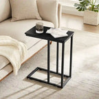 VECELO C-Shaped End Table Small Side Table Sofa Table with Metal Frame C-Shaped Couch Table Nightstand Set of 2