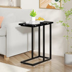 VECELO C-Shaped End Table Small Side Table Sofa Table with Metal Frame C-Shaped Couch Table Nightstand Set of 2