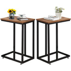 VECELO C-Shaped End Table Small Side Table Sofa Table with Metal Frame C-Shaped Couch Table Nightstand Set of 2