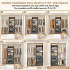 Besiost 4-9 Ft Wooden Closet Organizer System with 4 Drawers, 4 Hanging Rods & Shelving Towers