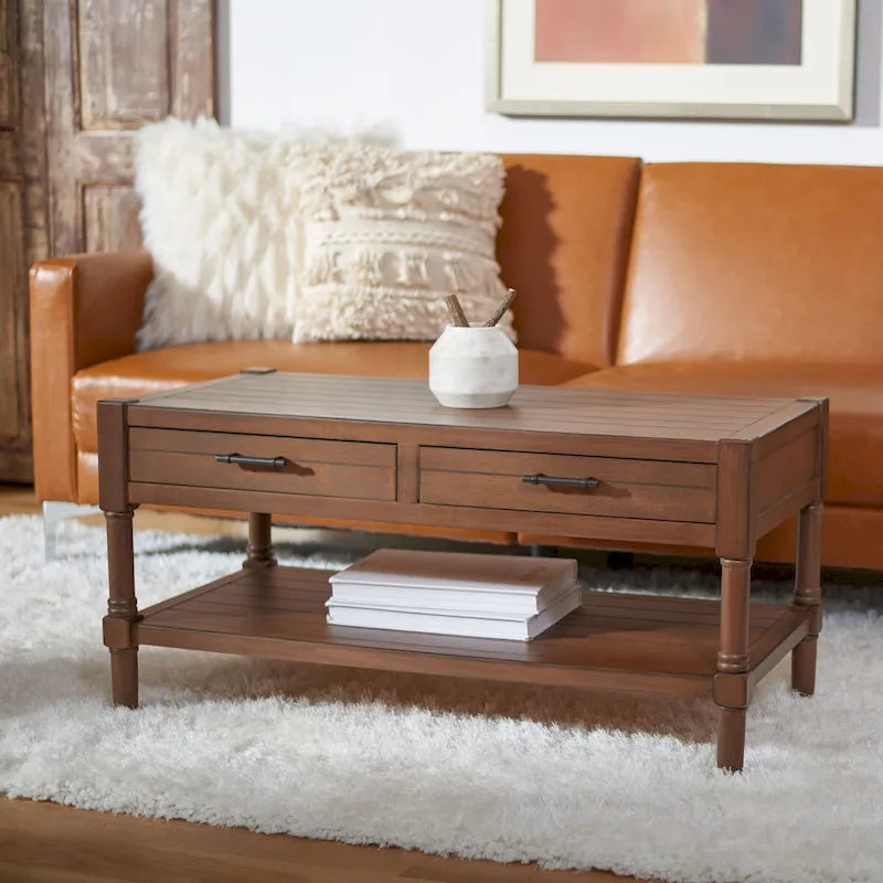 SAFAVIEH Alene 2-Drawer Bottom Shelf Coffee Table - 37.8 W x 19 L x 19 H - 38Wx19Dx19H