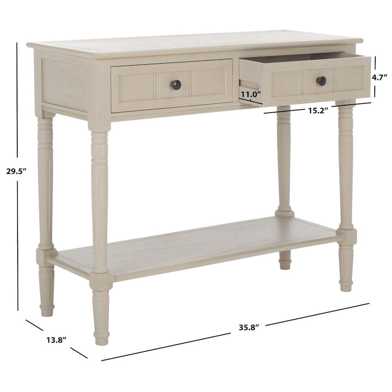 SAFAVIEH Camilla, consolle a 2 cassetti grigia - 35,8 x 13,8 x 29,5 - 36Lx14Px30A