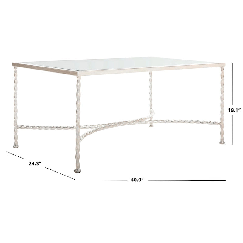 SAFAVIEH Couture Sedighe Glass Coffee Table - 40 W x 24 D x 18 H - 40W x 24D x 18H