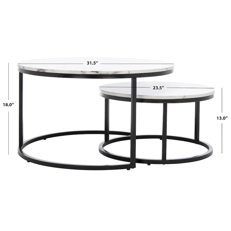 Tavolino da caffè rotondo impilabile SAFAVIEH Elberta 2 - 43 L x 36 P x 18 H - 32Lx32Px18H