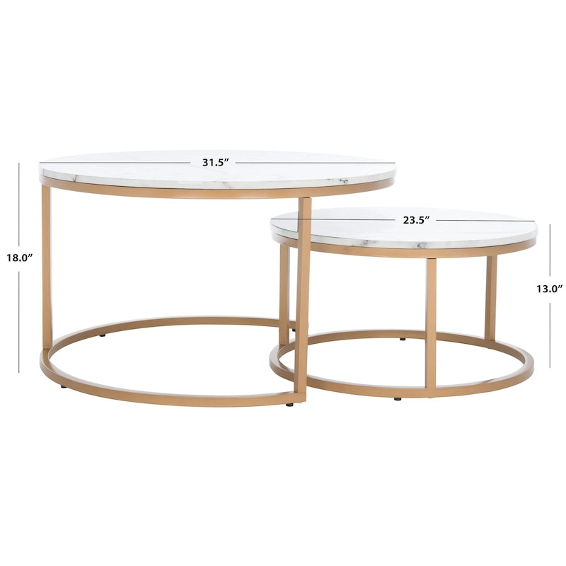 Tavolino da caffè rotondo impilabile SAFAVIEH Elberta 2 - 43 L x 36 P x 18 H - 32Lx32Px18H