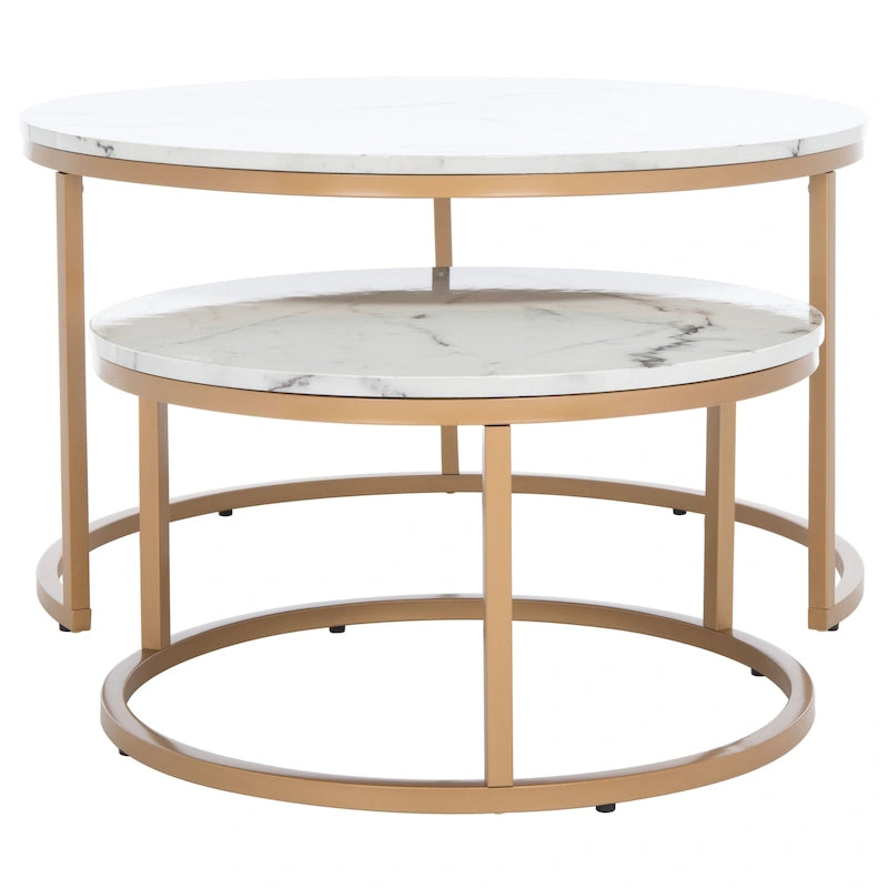 Tavolino da caffè rotondo impilabile SAFAVIEH Elberta 2 - 43 L x 36 P x 18 H - 32Lx32Px18H