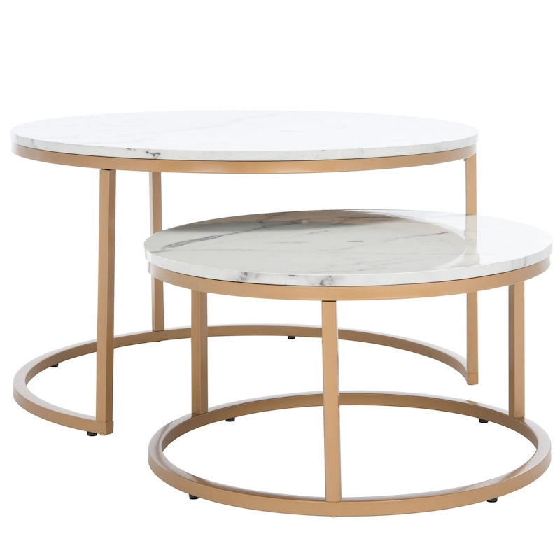 Tavolino da caffè rotondo impilabile SAFAVIEH Elberta 2 - 43 L x 36 P x 18 H - 32Lx32Px18H