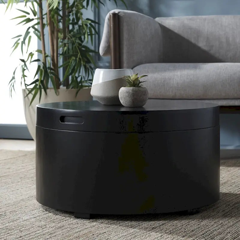 Tavolino da caffè rotondo con vassoio e contenitore Ioana di SAFAVIEH - 23 L x 23 P x 13 A - 23Lx23Px13A
