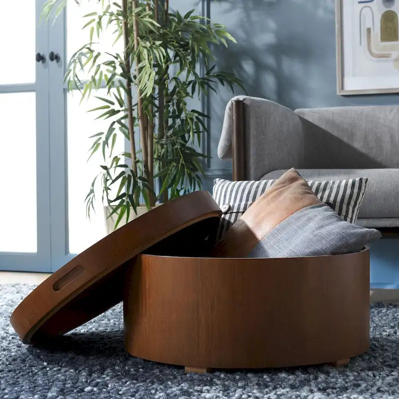 Tavolino da caffè rotondo con vassoio e contenitore Ioana di SAFAVIEH - 23 L x 23 P x 13 A - 23Lx23Px13A