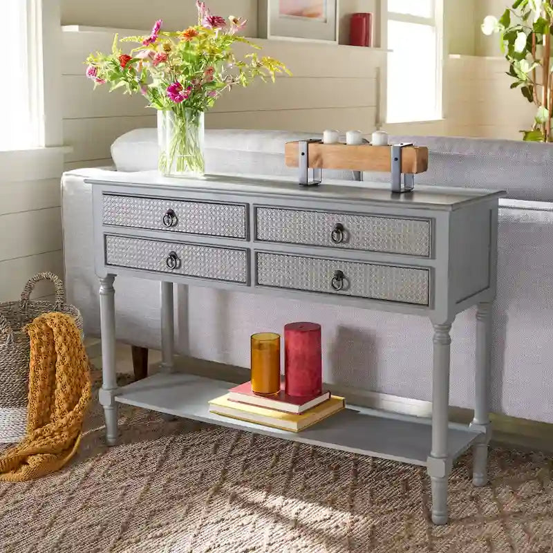 Tavolo console a 4 cassetti SAFAVIEH Artelia - 42 L x 13 P x 29,5 A - 42Lx13Px30A