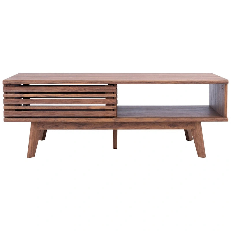 Tavolino da caffè SAFAVIEH Ameetha in noce a 1 ripiano, stile metà secolo - 46 L x 23 P x 16 A - 46Lx23Px16A