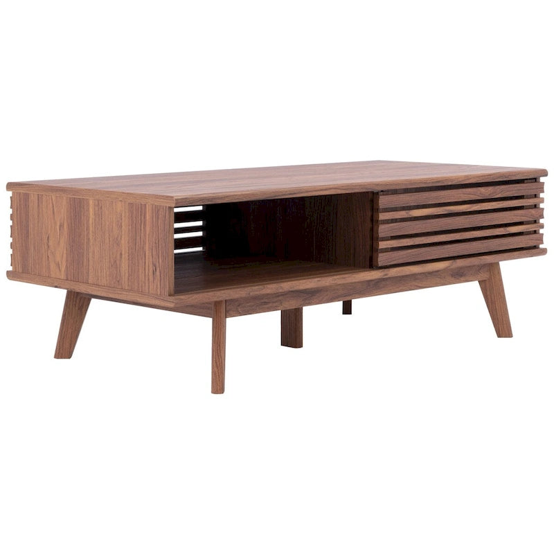 Tavolino da caffè SAFAVIEH Ameetha in noce a 1 ripiano, stile metà secolo - 46 L x 23 P x 16 A - 46Lx23Px16A
