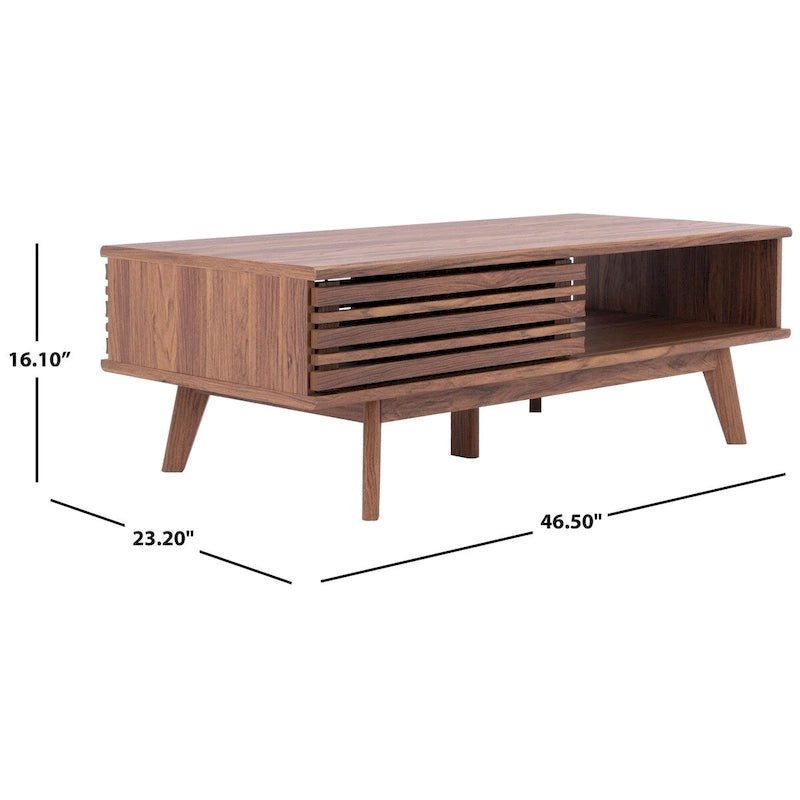 Tavolino da caffè SAFAVIEH Ameetha in noce a 1 ripiano, stile metà secolo - 46 L x 23 P x 16 A - 46Lx23Px16A