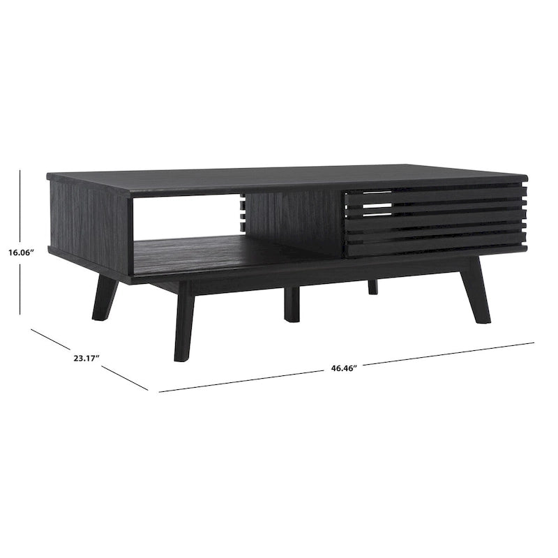 Tavolino da caffè SAFAVIEH Ameetha in noce a 1 ripiano, stile metà secolo - 46 L x 23 P x 16 A - 46Lx23Px16A