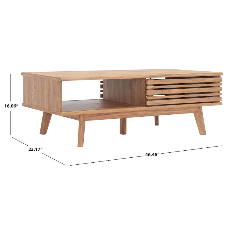 Tavolino da caffè SAFAVIEH Ameetha in noce a 1 ripiano, stile metà secolo - 46 L x 23 P x 16 A - 46Lx23Px16A