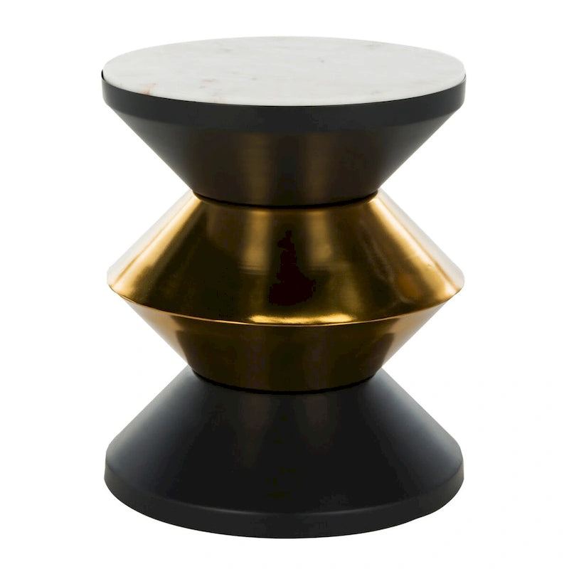 SAFAVIEH Margunde Tavolino Nero/Oro con Piano in Pietra - 14,3 x 14,3 x 16 - 14Lx14Px15A