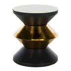 SAFAVIEH Margunde Tavolino Nero/Oro con Piano in Pietra - 14,3 x 14,3 x 16 - 14Lx14Px15A